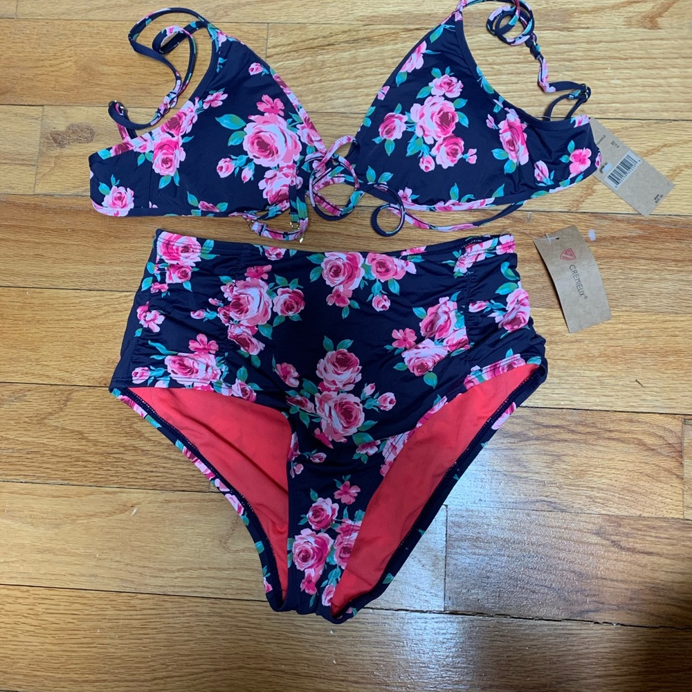 Cremieux Flower Power High Waisted Bikini NWT